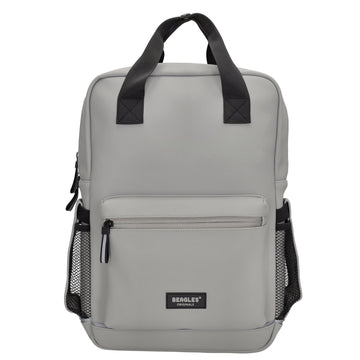 Schul-| Businessrucksack 40 x 37cm wasserabweisend in Hellgrau mit Reißverschluss - leder-accessoires.com