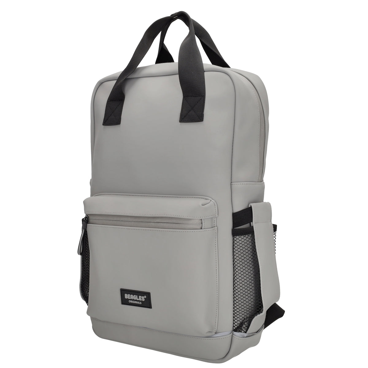 Schul-| Businessrucksack 40 x 37cm wasserabweisend in Hellgrau mit Reißverschluss - leder-accessoires.com