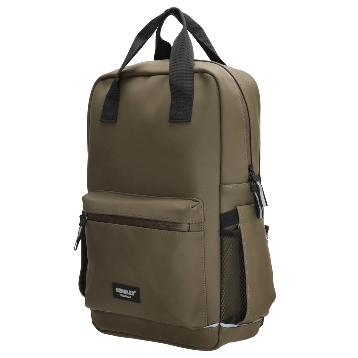 Schul-| Businessrucksack 40 x 37cm wasserabweisend in Olivgrün mit Reißverschluss - leder-accessoires.com