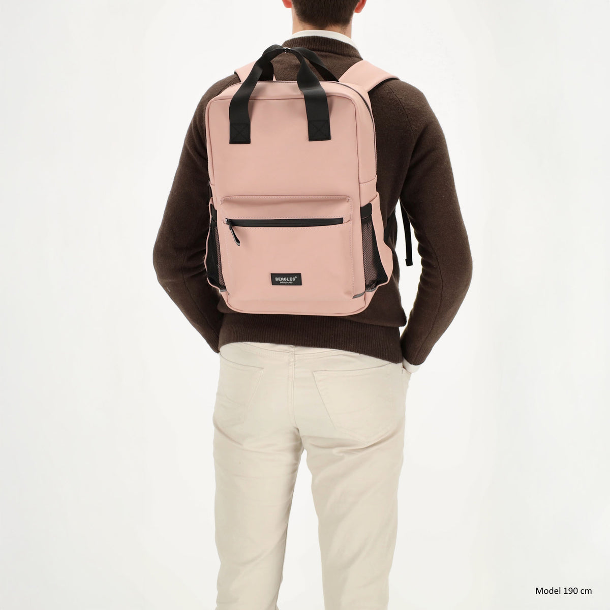 Schul-| Businessrucksack 40 x 37cm wasserabweisend in Altrosa mit Reißverschluss - leder-accessoires.com