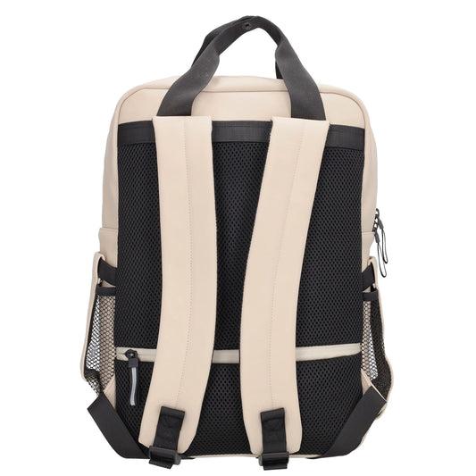 Schul-| Businessrucksack 40 x 37cm wasserabweisend in Taupe mit Reißverschluss - leder-accessoires.com