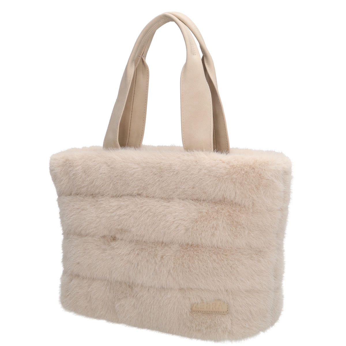 Shopper 30x21cm Beige aus Kunstfell mit Reißveschluss - leder-accessoires.com