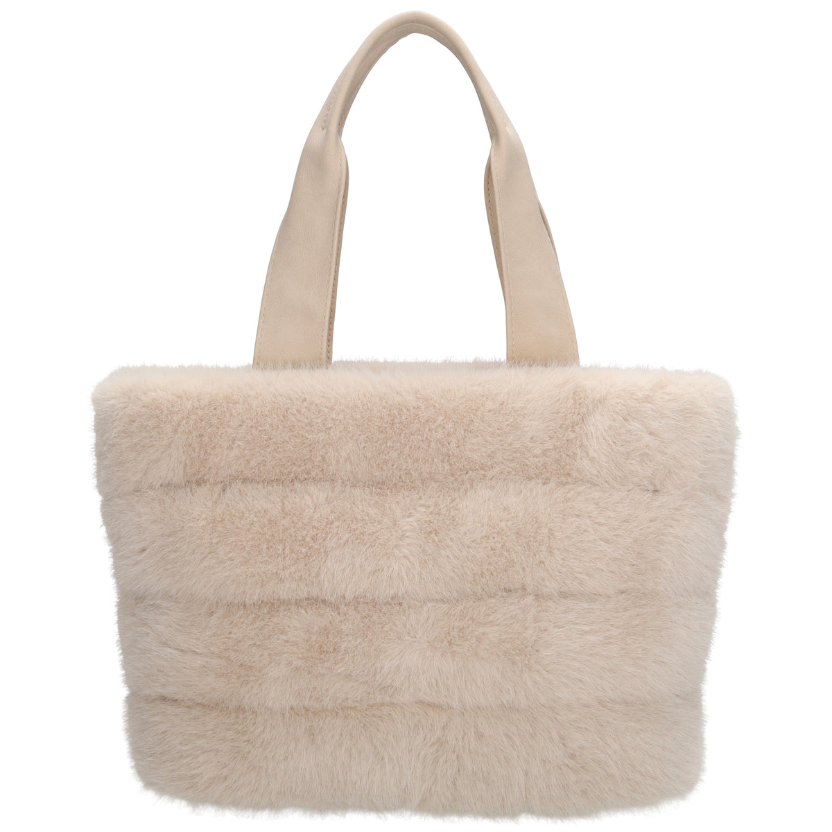 Shopper 30x21cm Beige aus Kunstfell mit Reißveschluss - leder-accessoires.com