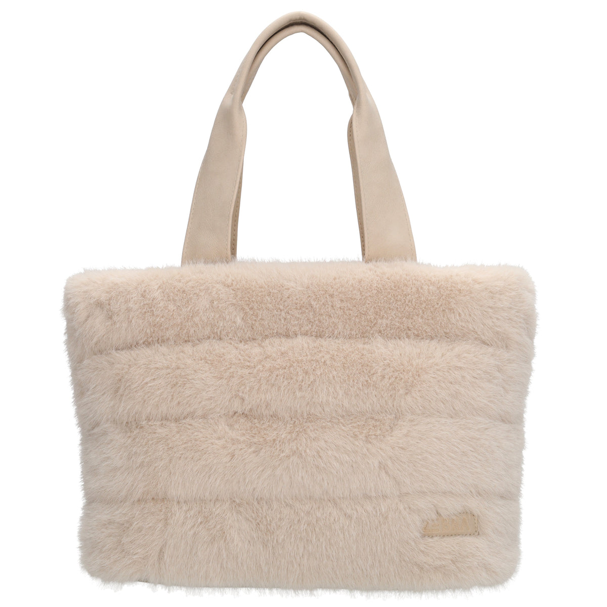 Shopper 30x21cm Beige aus Kunstfell mit Reißveschluss - leder-accessoires.com