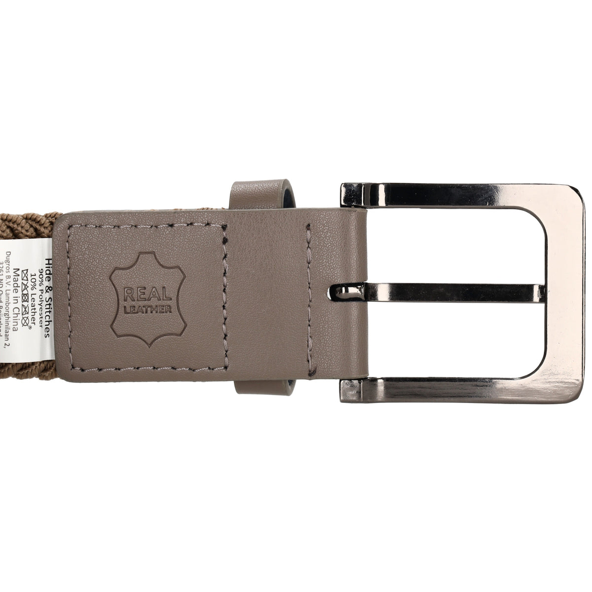 Stretchgürtel|Bandgürtel 35mm in Taupe mit Dornschließe - leder-accessoires.com