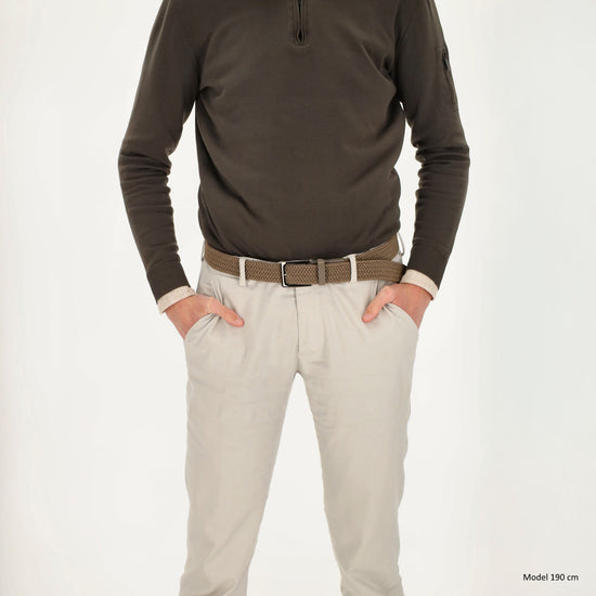 Stretchgürtel|Bandgürtel 35mm in Taupe mit Dornschließe - leder-accessoires.com