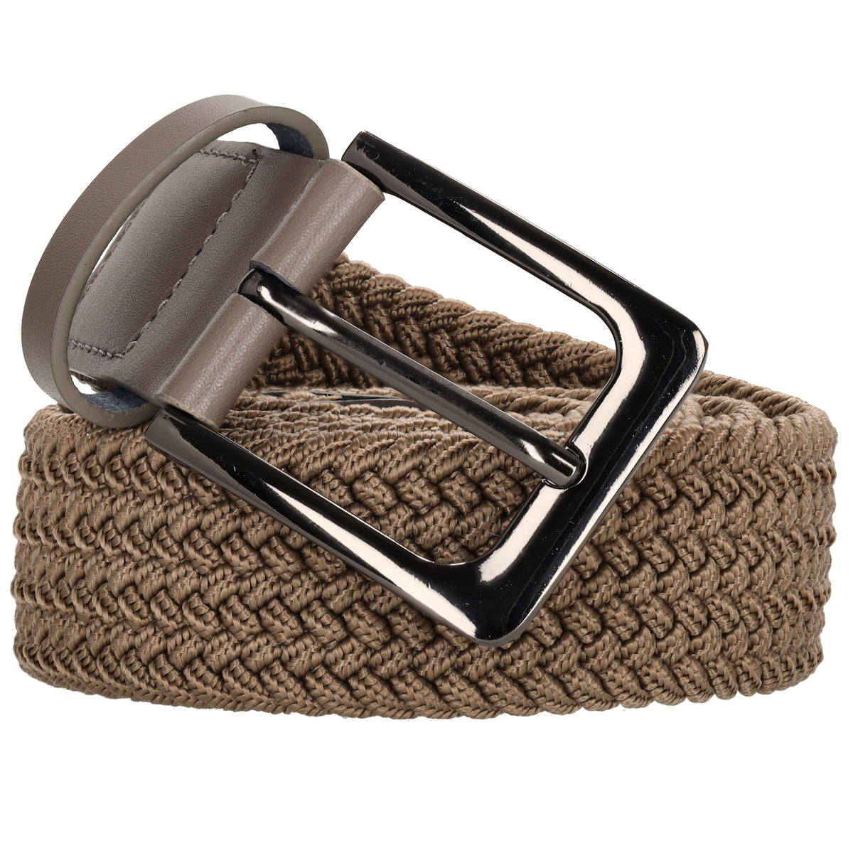 Stretchgürtel|Bandgürtel 35mm in Taupe mit Dornschließe - leder-accessoires.com
