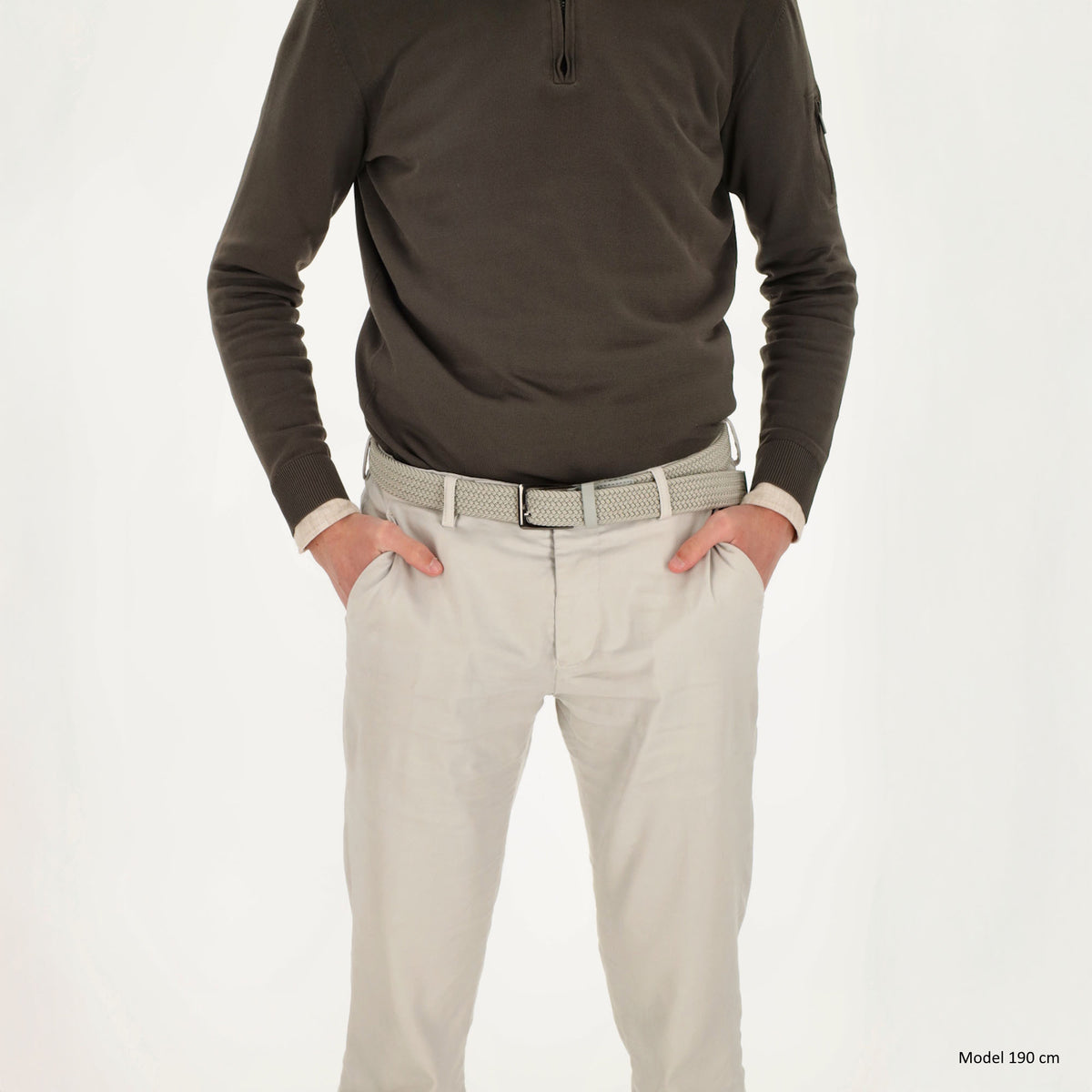 Stretchgürtel|Bandgürtel 35mm in Beige mit Dornschließe - leder-accessoires.com