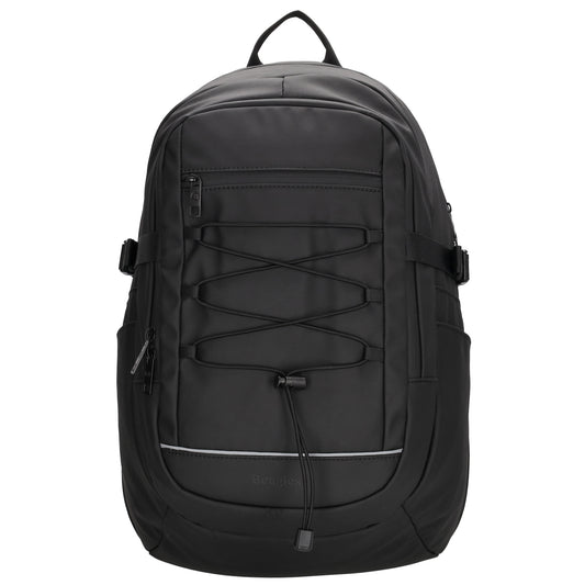 Laptoprucksack 46x34cm in Schwarz mit Kordelzug vorne - leder-accessoires.com