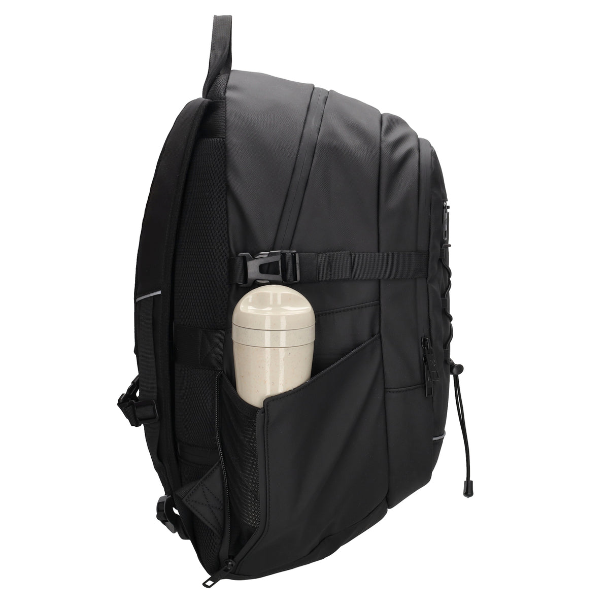 Laptoprucksack 46x34cm in Schwarz mit Kordelzug vorne - leder-accessoires.com