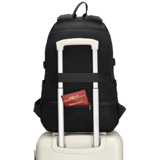 Laptoprucksack 46x34cm in Schwarz mit Kordelzug vorne - leder-accessoires.com