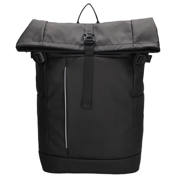 Rolltop-Rucksack 48x28cm in Schwarz mit Umschlag und Reißverschluss - leder-accessoires.com