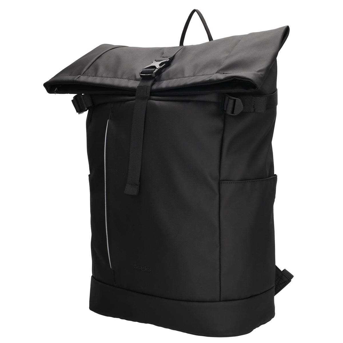 Rolltop-Rucksack 48x28cm in Schwarz mit Umschlag und Reißverschluss - leder-accessoires.com