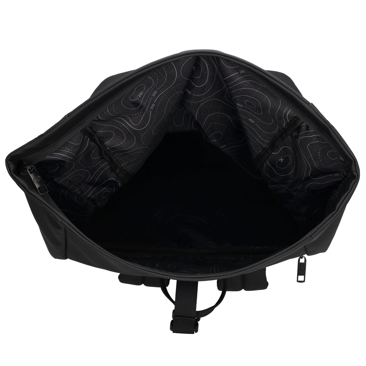 Rolltop-Rucksack 48x28cm in Schwarz mit Umschlag und Reißverschluss - leder-accessoires.com
