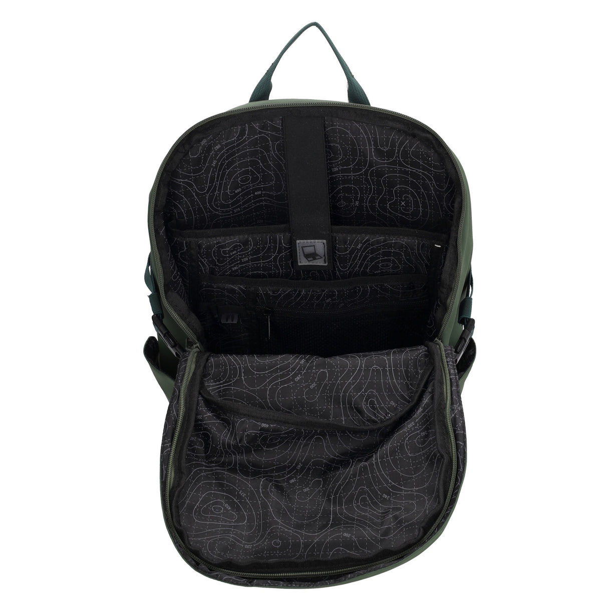 Rucksack 47x30cm in Dunkelgrün mit Brustgurt und Aufsteckfunktion - leder-accessoires.com