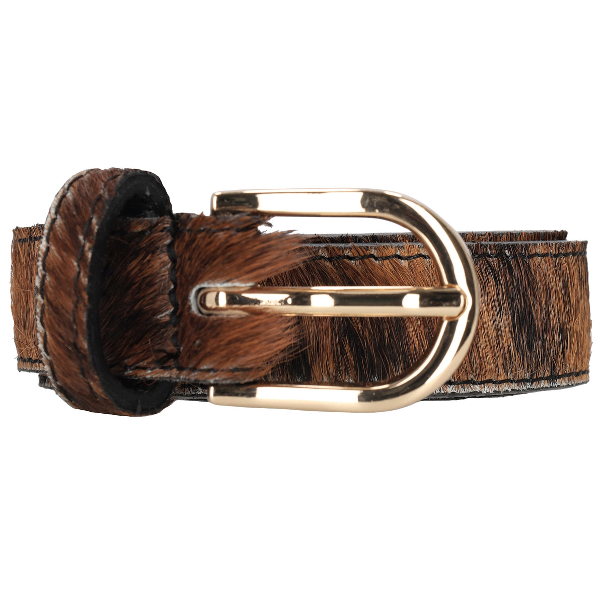 Ledergürtel 25mm in Kuh|Braun mit Dornschließe in Gold - leder-accessoires.com