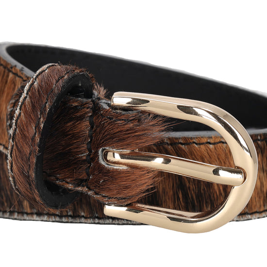 Ledergürtel 25mm in Kuh|Braun mit Dornschließe in Gold - leder-accessoires.com