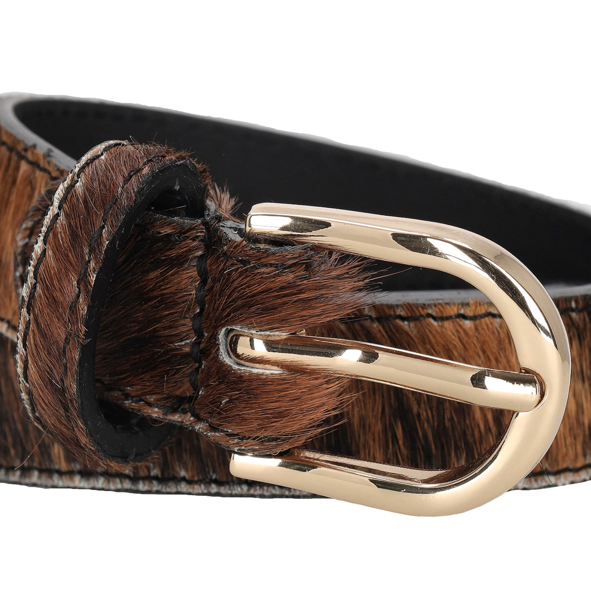 Ledergürtel 25mm in Kuh|Braun mit Dornschließe in Gold - leder-accessoires.com
