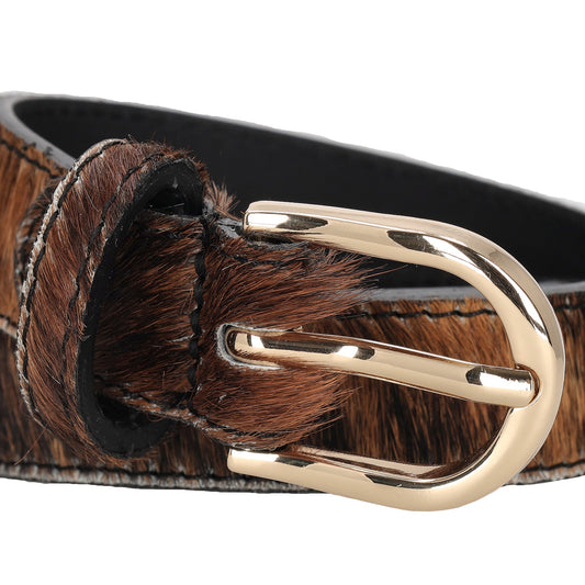 Ledergürtel 25mm in Kuh|Braun mit Dornschließe in Gold - leder-accessoires.com