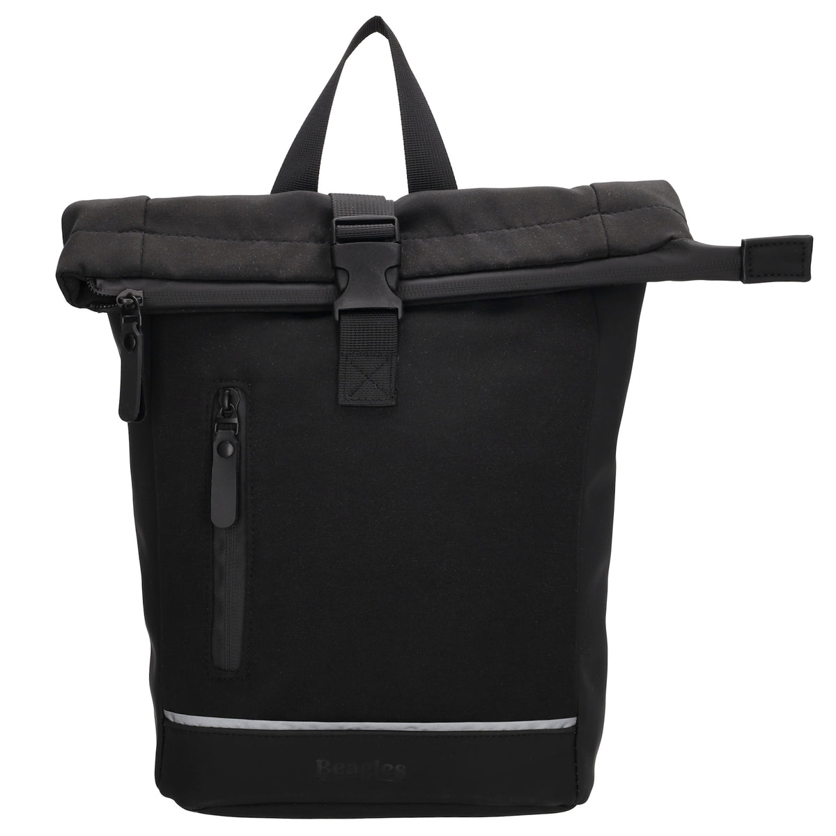 Rucksack 38x29cm in Schwarz mit Überschlag und Reißverschluss - leder-accessoires.com