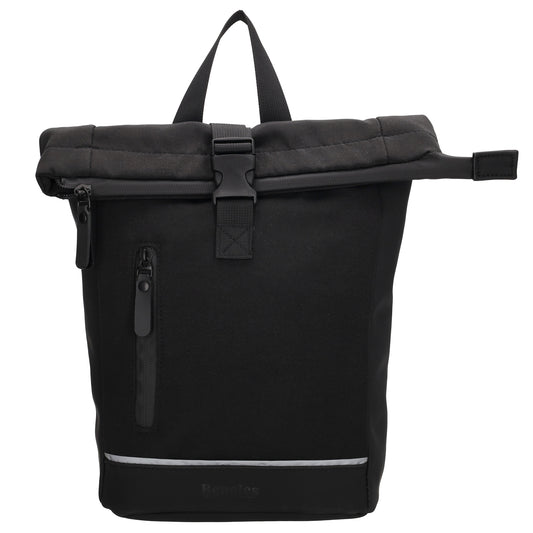 Rucksack 38x29cm in Schwarz mit Überschlag und Reißverschluss - leder-accessoires.com