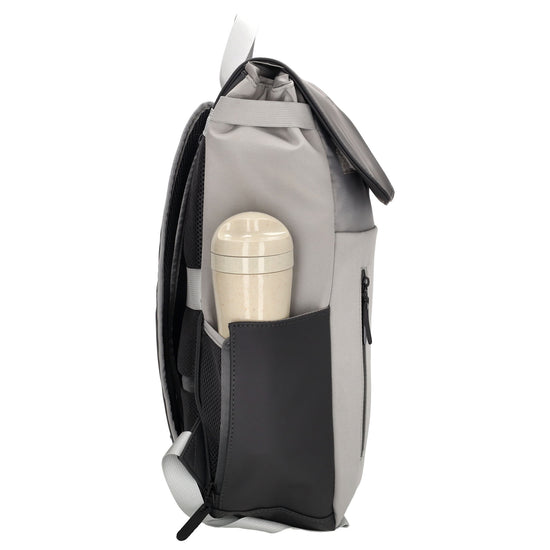 Grauer Laptoprucksack 26x41,5cm für 17,3 Zoll mit Trolleyband & Sicherheitsfach - leder-accessoires.com