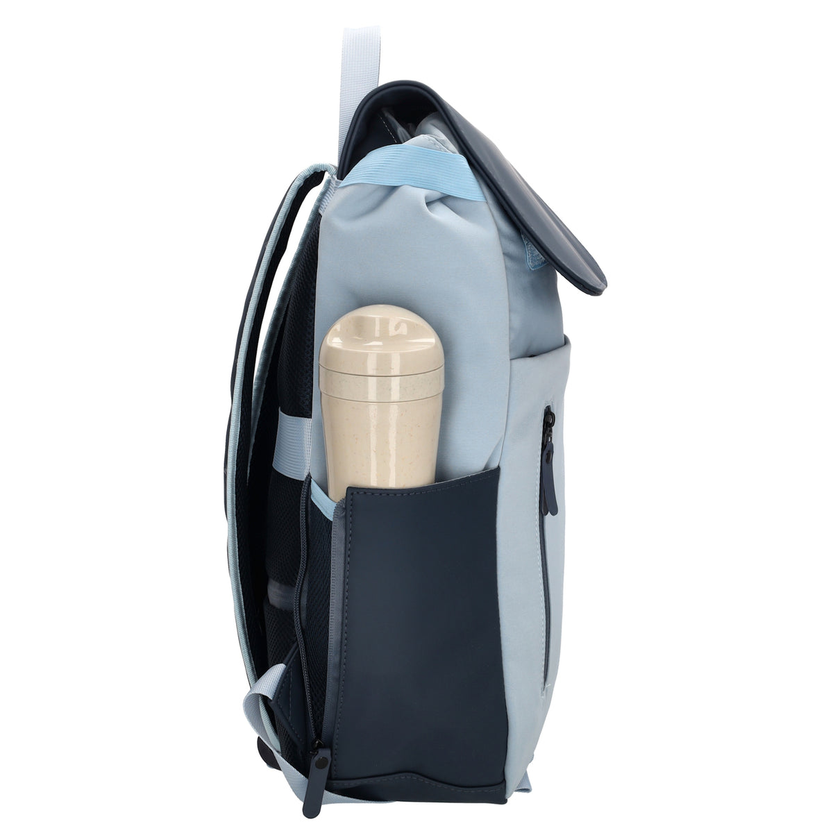 Hellblauer Laptoprucksack 26x41,5cm bis 17,3 Zoll mit vielen Fächern - leder-accessoires.com