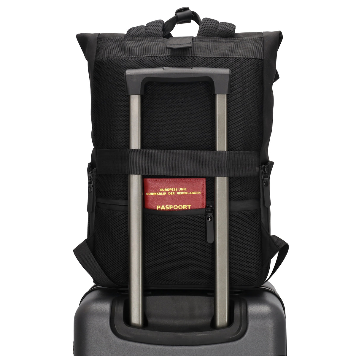 Laptoprucksack 53x28cm in Schwarz mit zusätzlichen Griffen - leder-accessoires.com