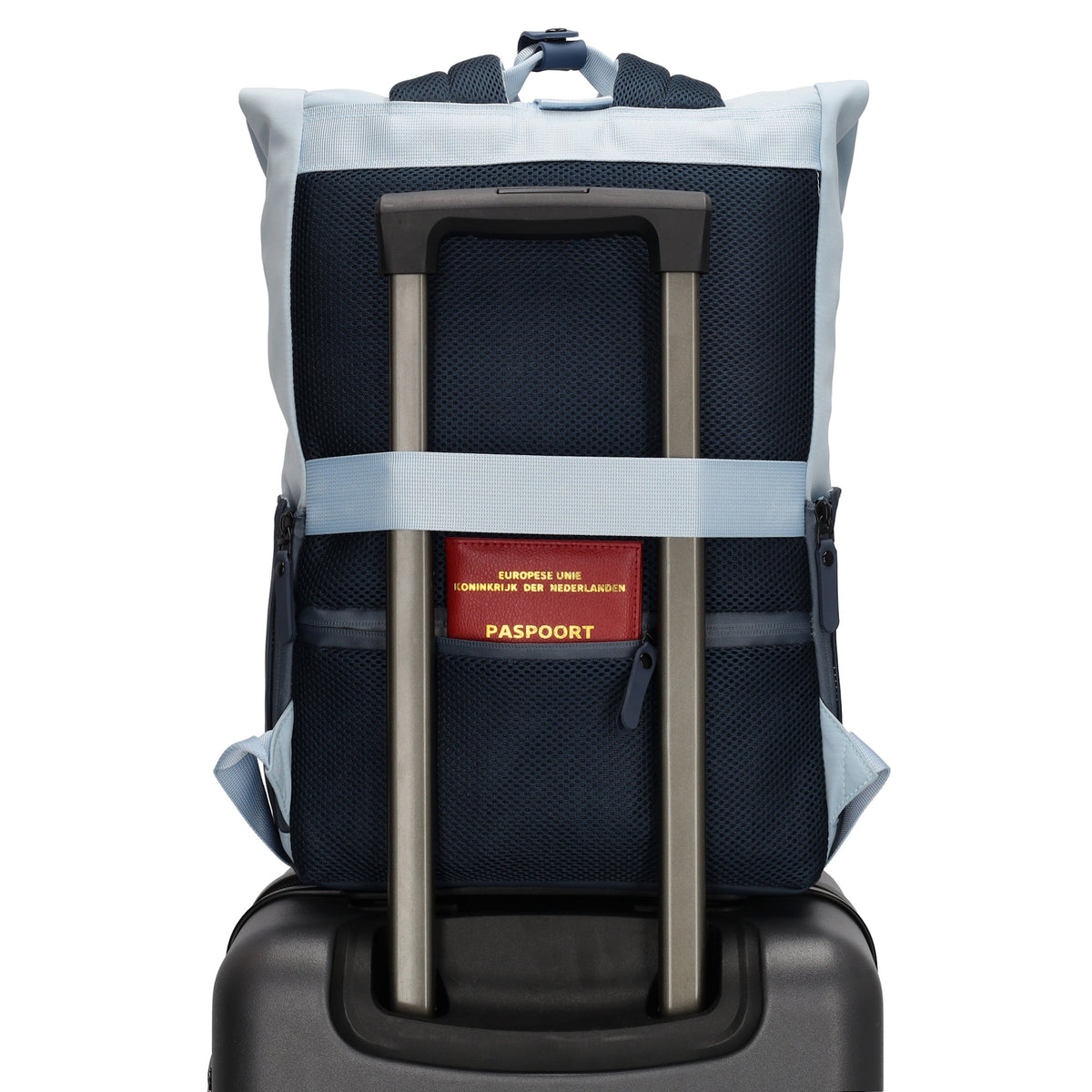Laptoprucksack 53x28cm in Hellblau|Marine mit zusätzlichen Griffen - leder-accessoires.com