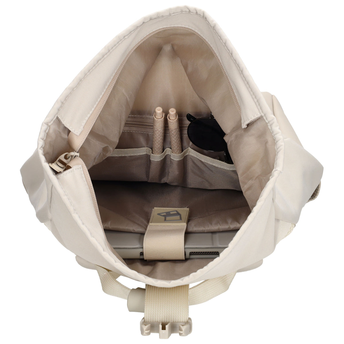 Laptoprucksack 53x28cm in Creme mit zusätzlichen Griffen - leder-accessoires.com