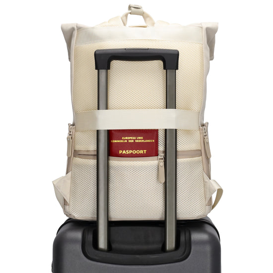 Laptoprucksack 53x28cm in Creme mit zusätzlichen Griffen - leder-accessoires.com
