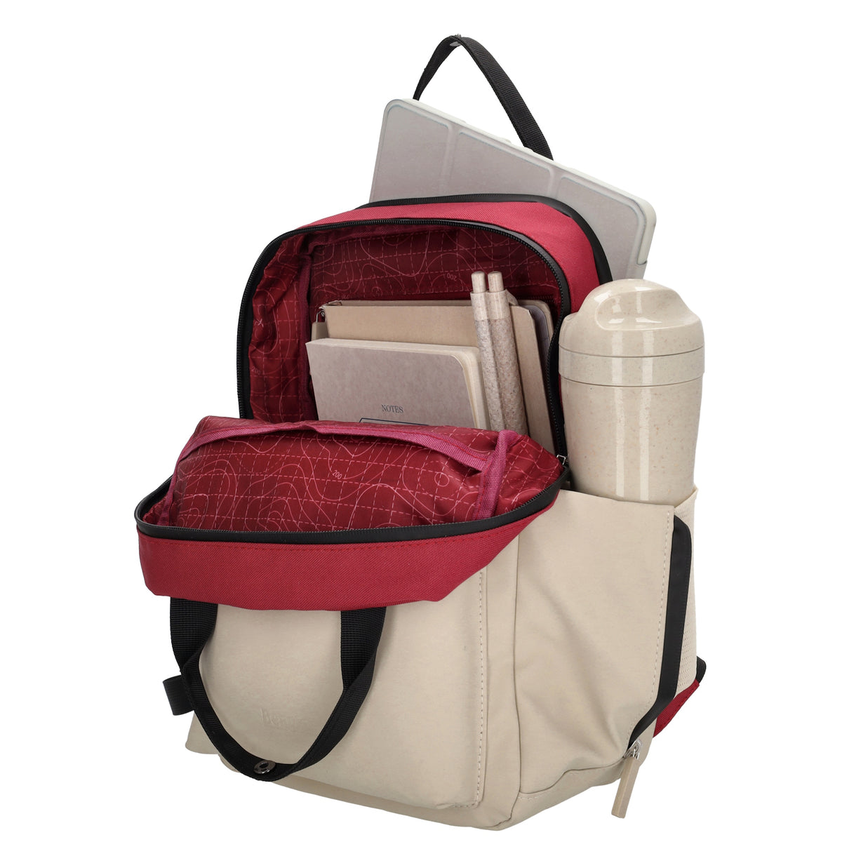Rucksack 33 x 23,5 x 9cm in Burgunder aus Nylon|Polyester - leder-accessoires.com