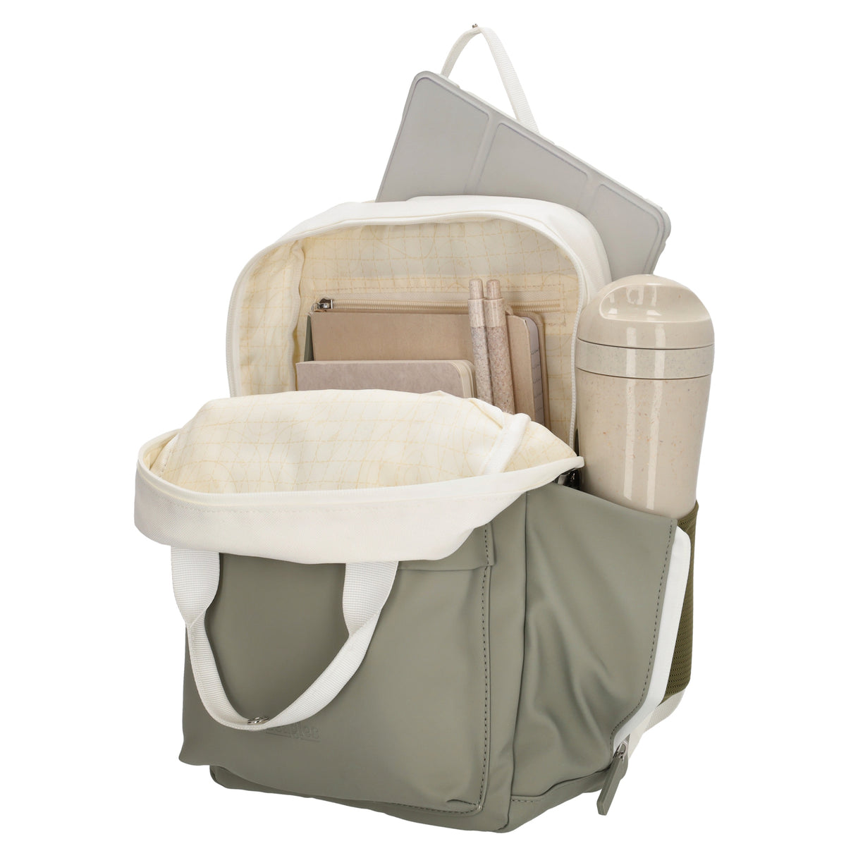 Rucksack 33 x 23,5 x 9cm in Grün aus Nylon|Polyester - leder-accessoires.com