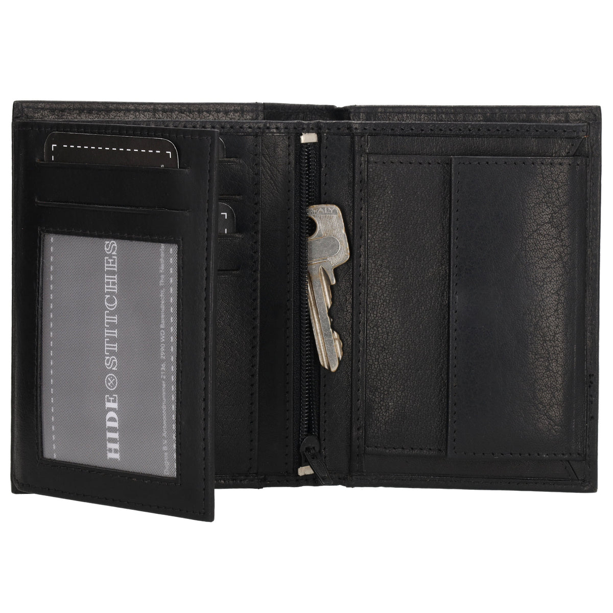 Geldbörse Hochformat 9x12cm in Schwarz aus Leder - leder-accessoires.com