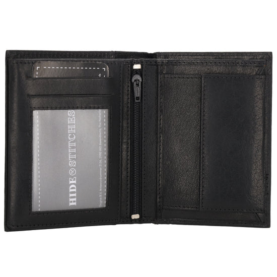Geldbörse Hochformat 9x12cm in Schwarz aus Leder - leder-accessoires.com