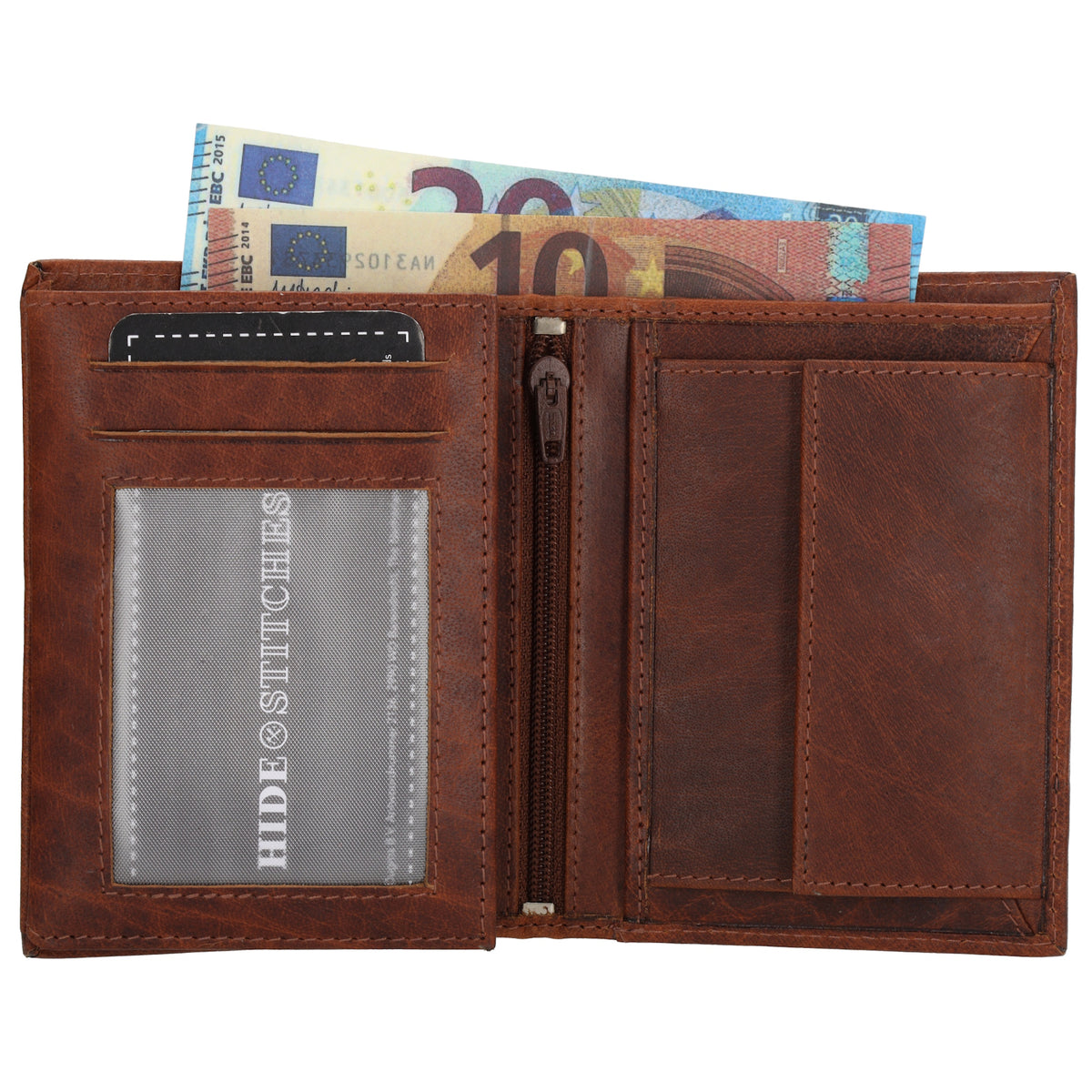 Geldbörse Hochformat 9x12cm in Cognac aus Leder - leder-accessoires.com