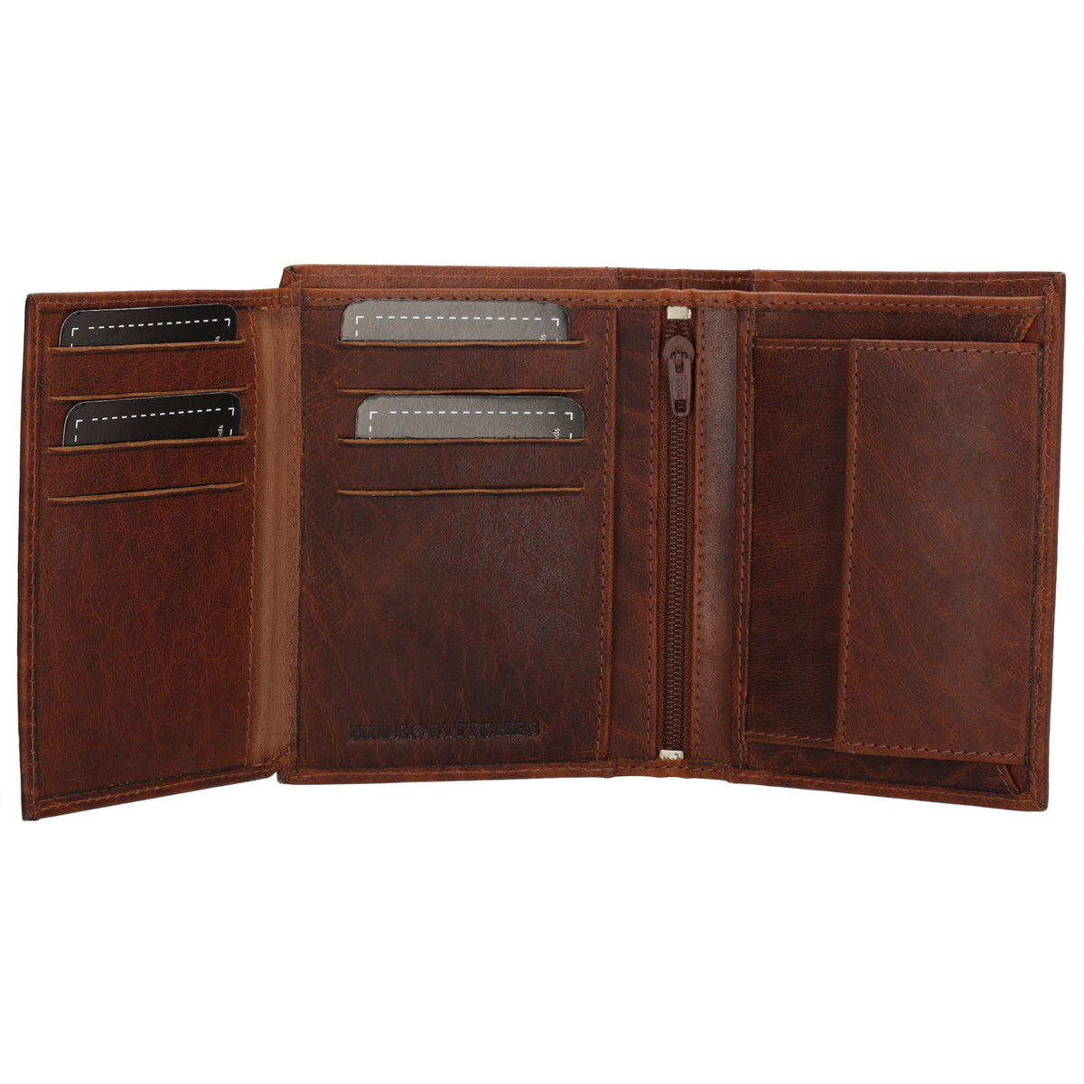 Geldbörse Hochformat 9x12cm in Cognac aus Leder - leder-accessoires.com