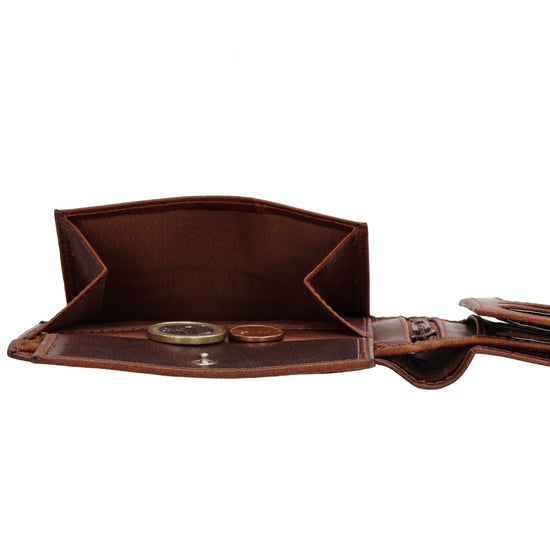 Geldbörse Querformat 9x12cm in Cognac aus Leder - leder-accessoires.com