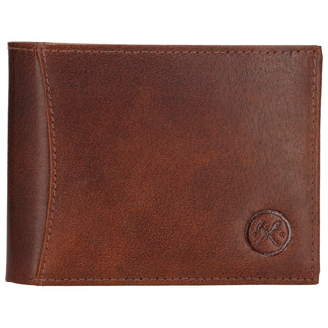 Geldbörse Querformat 9x12cm in Cognac aus Leder - leder-accessoires.com