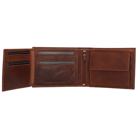 Geldbörse Querformat 9x12cm in Cognac aus Leder - leder-accessoires.com