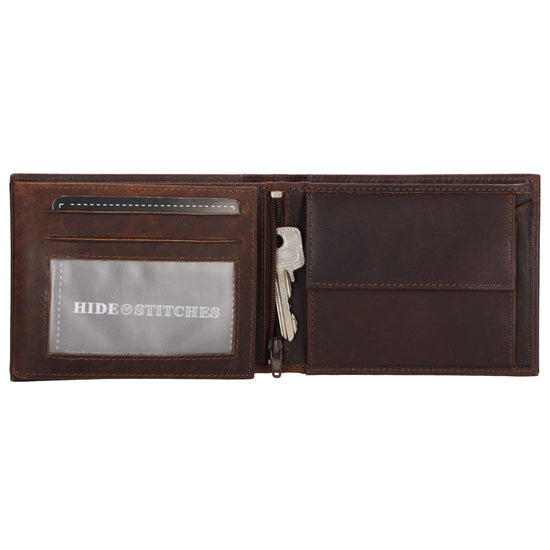 Geldbörse Querformat 9x12cm in Dunkelbraun aus Leder - leder-accessoires.com