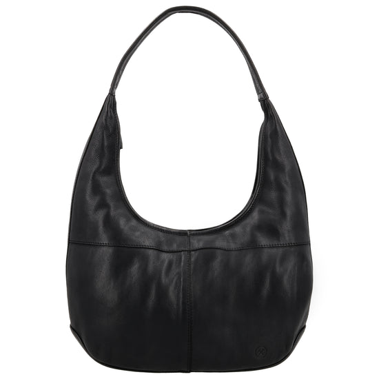 Umhängetasche| Beuteltasche 40x40cm aus Leder in Schwarz mit Reißverschluss - leder-accessoires.com