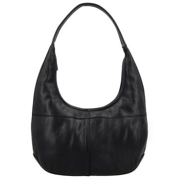 Umhängetasche| Beuteltasche 40x40cm aus Leder in Schwarz mit Reißverschluss - leder-accessoires.com
