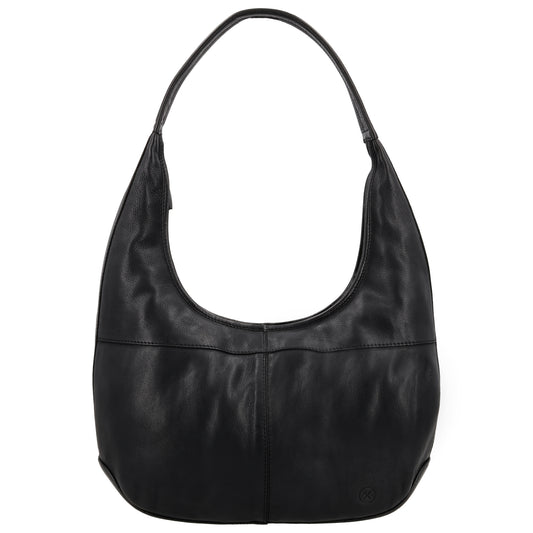 Umhängetasche| Beuteltasche 40x40cm aus Leder in Schwarz mit Reißverschluss - leder-accessoires.com