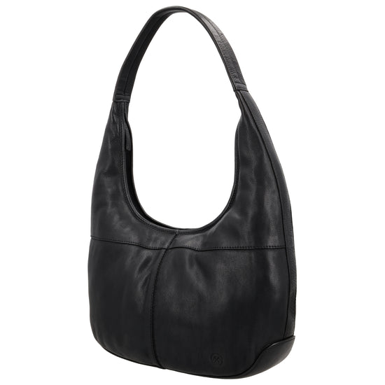 Umhängetasche| Beuteltasche 40x40cm aus Leder in Schwarz mit Reißverschluss - leder-accessoires.com