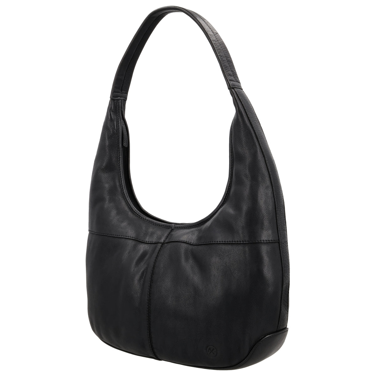 Umhängetasche| Beuteltasche 40x40cm aus Leder in Schwarz mit Reißverschluss - leder-accessoires.com