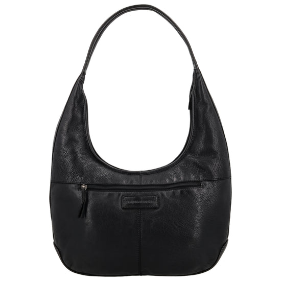 Umhängetasche| Beuteltasche 40x40cm aus Leder in Schwarz mit Reißverschluss - leder-accessoires.com