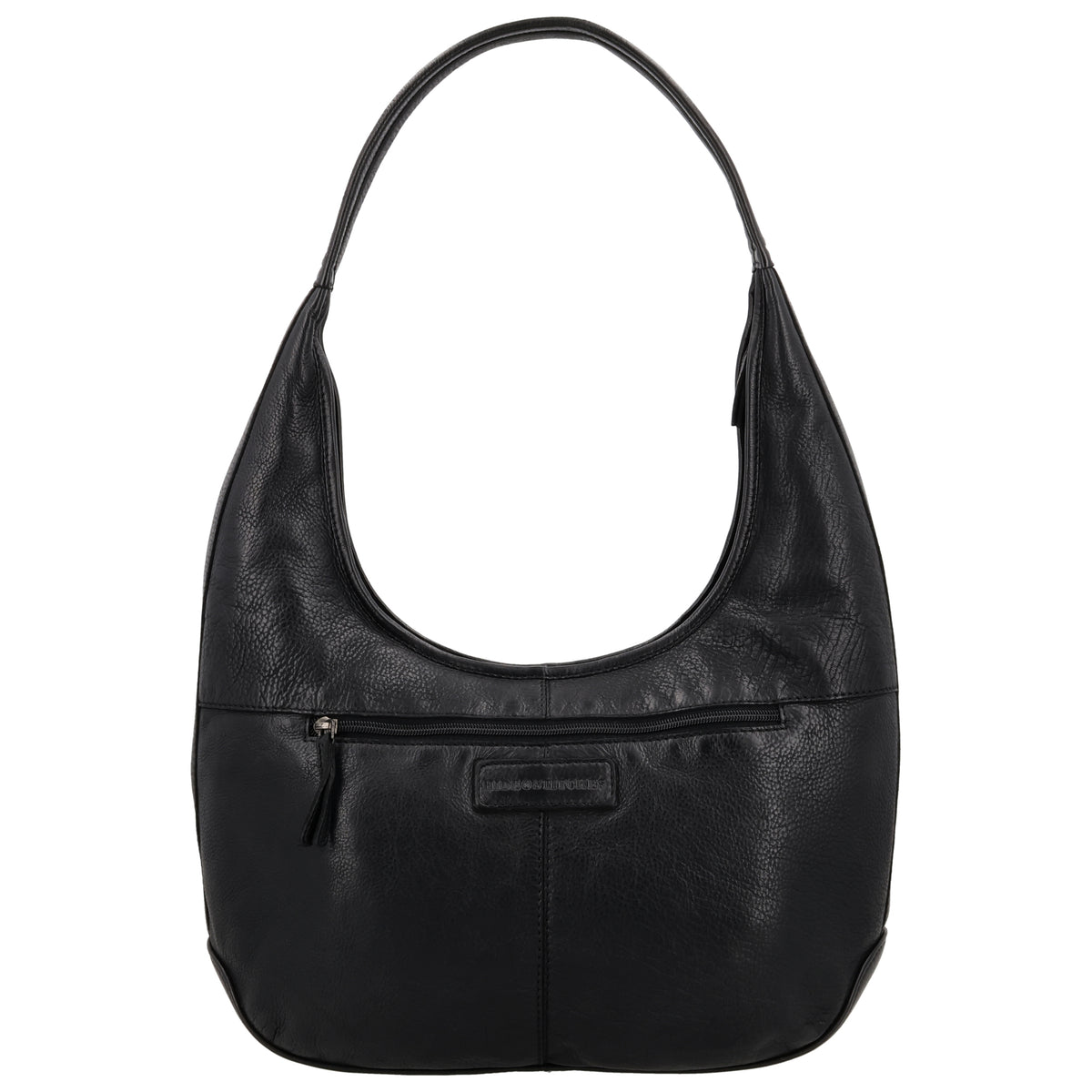 Umhängetasche| Beuteltasche 40x40cm aus Leder in Schwarz mit Reißverschluss - leder-accessoires.com