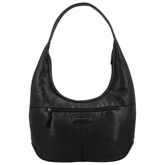 Umhängetasche| Beuteltasche 40x40cm aus Leder in Schwarz mit Reißverschluss - leder-accessoires.com