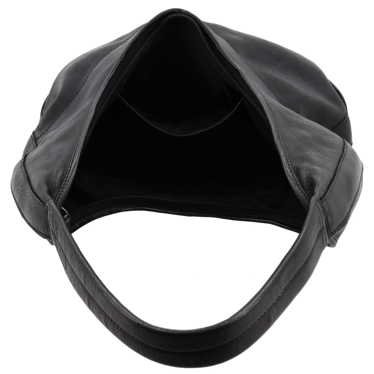 Umhängetasche| Beuteltasche 40x40cm aus Leder in Schwarz mit Reißverschluss - leder-accessoires.com